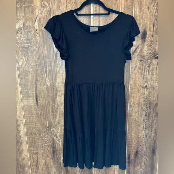 Olivia Rae T-Shirt Dress Flutter Sleeve Stretch Scoop Neck Black Women's Size S - Picture 1 of 4